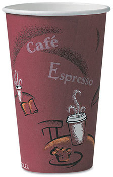 SOLO® Cup Company Paper Hot Drink Cups in Bistro® Design, Paper, 16oz, Maroon, 300/Carton