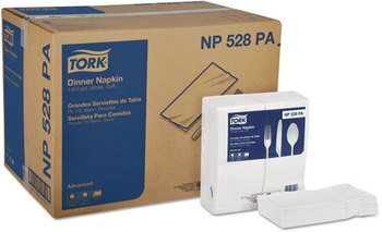 Tork® Advanced Two-Ply 1/8 Fold Dinner Napkins Poly-Pack. 15 X 17 in. White. 2800 count.