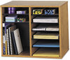 A Picture of product SAF-9420MO Safco® Wood Adjustable Organizer,  12 Sections, 19 5/8 x 11 7/8 x 16 1/8, Oak