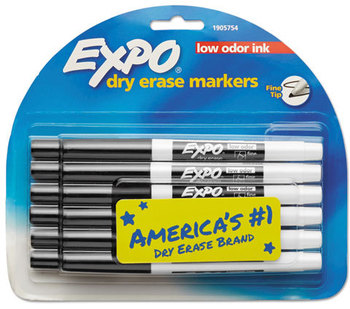 EXPO® Low-Odor Dry-Erase Marker, Fine Point, Black, Dozen