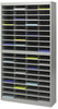 A Picture of product SAF-9241GRR Safco® E-Z Stor® Literature Organizers with Steel Frames and Shelves,  72 Sections, 37 1/2 x 12 3/4 x 71, Gray