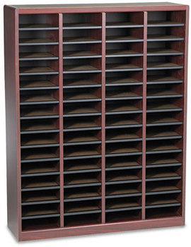 Safco® E-Z Stor® Wood Literature Organizers,  60 Slots, 40x11 3/4x52 1/4, Mahogany, 2 Boxes