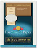 A Picture of product SOU-J988C Southworth® Parchment Specialty Paper,  Ivory, 32 lb., 8 1/2 x 11, 250/Box
