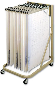 Safco® Steel Sheet File Mobile Stand Rack, 12 Pivot Brackets, 27w x 37.5d 61.5h, Sand