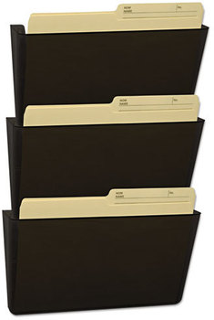Storex Three Pocket Letter Size Wall File. 13 X 14 in. Smoke.