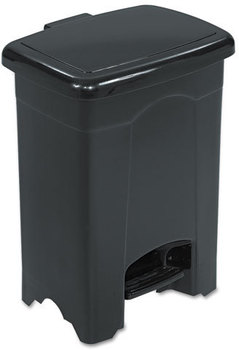 Safco® Plastic Step-On Receptacle,  Rectangular, Plastic, 4gal, Black