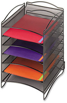 Safco® Onyx™ Mesh Literature Sorter,  Six Compartments, Black