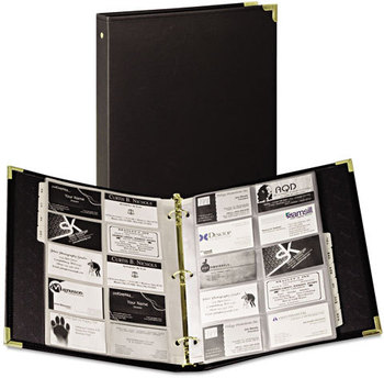 Samsill® Classic™ Vinyl Business Card Binder,  200 Card Cap, 2 x 3 1/2 Cards, Ebony