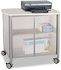 A Picture of product SAF-1859GR Safco® Impromptu® Deluxe Machine Stand with Doors Engineered Wood, 3 Shelves, 34.75" x 25.5" 30.75", Gray