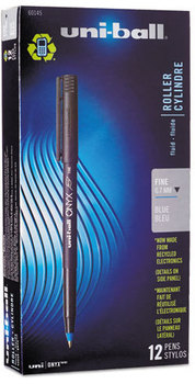 uni-ball® ONYX® Stick Roller Ball Pen,  Blue Ink, Fine, Dozen