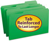 A Picture of product SMD-17134 Smead™ Reinforced Top Tab Colored File Folders 1/3-Cut Tabs: Assorted, Legal Size, 0.75" Expansion, Green, 100/Box