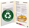 A Picture of product SMD-34160 Smead™ 100% Recycled Manila End Tab Fastener Folders 0.75" Expansion, 2 Fasteners, Letter Size, Exterior, 50/Box