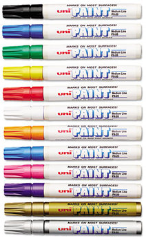 Sanford® uni®-Paint Permanent Marker,  Medium Point, Assorted, 12/Set