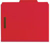 A Picture of product SMD-14061 Smead™ 100% Recycled Pressboard Classification Folders 2" Expansion, 2 Dividers, 6 Fasteners, Letter Size, Bright Red, 10/Box