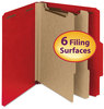 A Picture of product SMD-14061 Smead™ 100% Recycled Pressboard Classification Folders 2" Expansion, 2 Dividers, 6 Fasteners, Letter Size, Bright Red, 10/Box