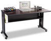 A Picture of product SAF-1933 Safco® Mobile Computer Desk with Reversible Top 53.5" x 28" 30", Mahogany/Medium Oak/Black