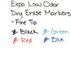 A Picture of product SAN-86074 EXPO® Low-Odor Dry-Erase Marker,  Fine Point, Assorted, 4/Set