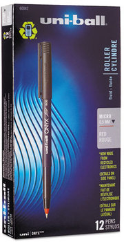 uni-ball® ONYX® Stick Roller Ball Pen,  Red Ink, Micro, Dozen