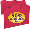 A Picture of product SMD-11983 Smead™ SuperTab® Colored File Folders 1/3-Cut Tabs: Assorted, Letter Size, 0.75" Expansion, 11-pt Stock, Red, 100/Box