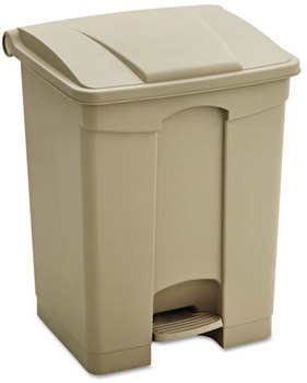 Safco® Large Capacity Plastic Step-On Receptacle,  17gal, Tan