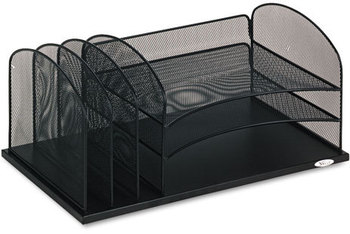Safco® Onyx™ Desk Organizer with Three Horizontal and Upright Sections Letter Size Files, 19.5 x 11.5 8.25, Black