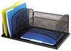 A Picture of product SAF-3254BL Safco® Onyx™ Desk Organizer with Three Horizontal and Upright Sections Letter Size Files, 19.5 x 11.5 8.25, Black