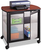A Picture of product SAF-1859BL Safco® Impromptu® Deluxe Machine Stand with Doors w/Doors, Wood, 3 Shelf, 34.75 x 25.5 30.75, Cherry/White/Black, Ships in 1-3 Business Days