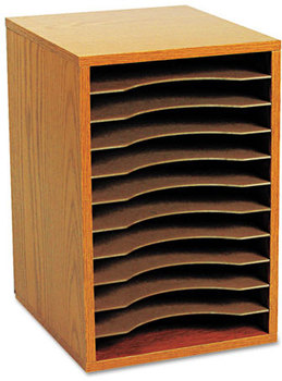 Safco® Vertical Desktop Sorter, 11 Sections 10 5/8 x 11 7/8 x 16, Medium Oak