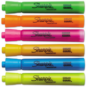 Sharpie® Tank Style Highlighters,  Chisel Tip, Assorted Colors, 6/Set