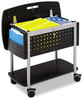 A Picture of product SAF-5370BL Safco® Scoot™ Mobile File Metal, 2 Shelves, Bins, 29.75" x 18.75" 27", Black/Silver