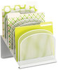 A Picture of product SAF-3258WH Safco® Onyx™ Mesh Desk Organizer with Tiered Sections 8 Letter to Legal Size Files, 11.75" x 10.75" 14", White