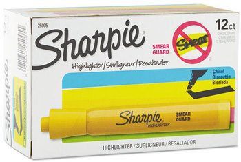 Sharpie® Tank Style Highlighters,  Chisel Tip, Yellow, Dozen
