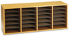 A Picture of product SAF-9424GR Safco® Adjustable Compartment Wood Literature Organizers,  36 Sections, 39 1/4 x 11 3/4 x 24, Gray