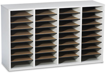 Safco® Adjustable Compartment Wood Literature Organizers,  36 Sections, 39 1/4 x 11 3/4 x 24, Gray