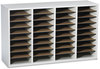 A Picture of product SAF-9424GR Safco® Adjustable Compartment Wood Literature Organizers,  36 Sections, 39 1/4 x 11 3/4 x 24, Gray