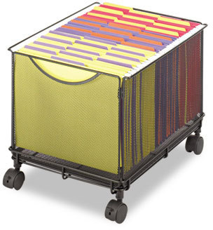 Safco® Onyx™ Mesh Mobile File Cube Metal, 1 Bin, 13.5" x 16.75" 13", Black