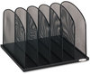 A Picture of product SAF-3256BL Safco® Onyx™ Mesh Desk Organizer with Upright Sections 5 Letter to Legal Size Files, 12.5" x 11.25" 8.25", Black