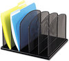 A Picture of product SAF-3256BL Safco® Onyx™ Mesh Desk Organizer with Upright Sections 5 Letter to Legal Size Files, 12.5" x 11.25" 8.25", Black