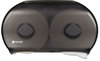 A Picture of product SJM-R4000TBK San Jamar® Twin Jumbo Bath Tissue Dispenser,  19 x 5 1/4 x 12, Transparent Black Pearl