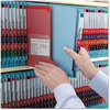 A Picture of product SMD-26781 Smead™ End Tab Colored Pressboard Classification Folders with SafeSHIELD® Coated Fasteners Six 2" Expansion, 2 Dividers, Letter Size, Blue, 10/Box