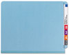 A Picture of product SMD-26781 Smead™ End Tab Colored Pressboard Classification Folders with SafeSHIELD® Coated Fasteners Six 2" Expansion, 2 Dividers, Letter Size, Blue, 10/Box