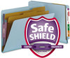 A Picture of product SMD-26781 Smead™ End Tab Colored Pressboard Classification Folders with SafeSHIELD® Coated Fasteners Six 2" Expansion, 2 Dividers, Letter Size, Blue, 10/Box