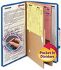 A Picture of product SMD-19077 Smead™ Six-Section Pressboard Top Tab Pocket-Style Classification Folders with SafeSHIELD® Coated Fasteners 6-Section Pocket 6 2 Dividers, Legal Size, Dark Blue, 10/Box