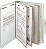 A Picture of product SMD-14093 Smead™ 100% Recycled Pressboard Classification Folders 3" Expansion, 3 Dividers, 8 Fasteners, Letter Size, Gray-Green, 10/Box