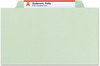 A Picture of product SMD-19022 Smead™ 100% Recycled Pressboard Classification Folders 2" Expansion, 2 Dividers, 6 Fasteners, Legal Size, Gray-Green, 10/Box