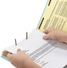 A Picture of product SMD-19022 Smead™ 100% Recycled Pressboard Classification Folders 2" Expansion, 2 Dividers, 6 Fasteners, Legal Size, Gray-Green, 10/Box