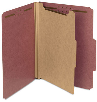 Smead™ 100% Recycled Pressboard Classification Folders 2" Expansion, 1 Divider, 4 Fasteners, Letter Size, Red Exterior, 10/Box