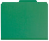 A Picture of product SMD-14063 Smead™ 100% Recycled Pressboard Classification Folders 2" Expansion, 2 Dividers, 6 Fasteners, Letter Size, Green Exterior, 10/Box