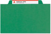 A Picture of product SMD-14063 Smead™ 100% Recycled Pressboard Classification Folders 2" Expansion, 2 Dividers, 6 Fasteners, Letter Size, Green Exterior, 10/Box