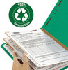 A Picture of product SMD-14063 Smead™ 100% Recycled Pressboard Classification Folders 2" Expansion, 2 Dividers, 6 Fasteners, Letter Size, Green Exterior, 10/Box